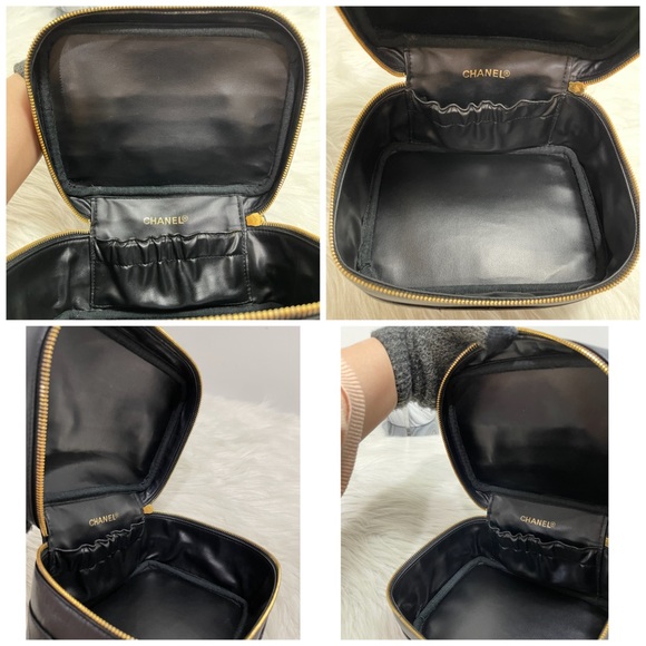 Lambskin Vanity Cosmetic Case Black #1 - Picture 10 of 16